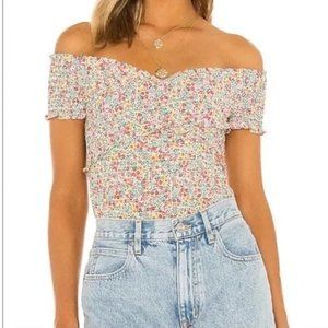 🤍BB Dakota Women’s Floral Print Smocked Pullover Top-M-NWT